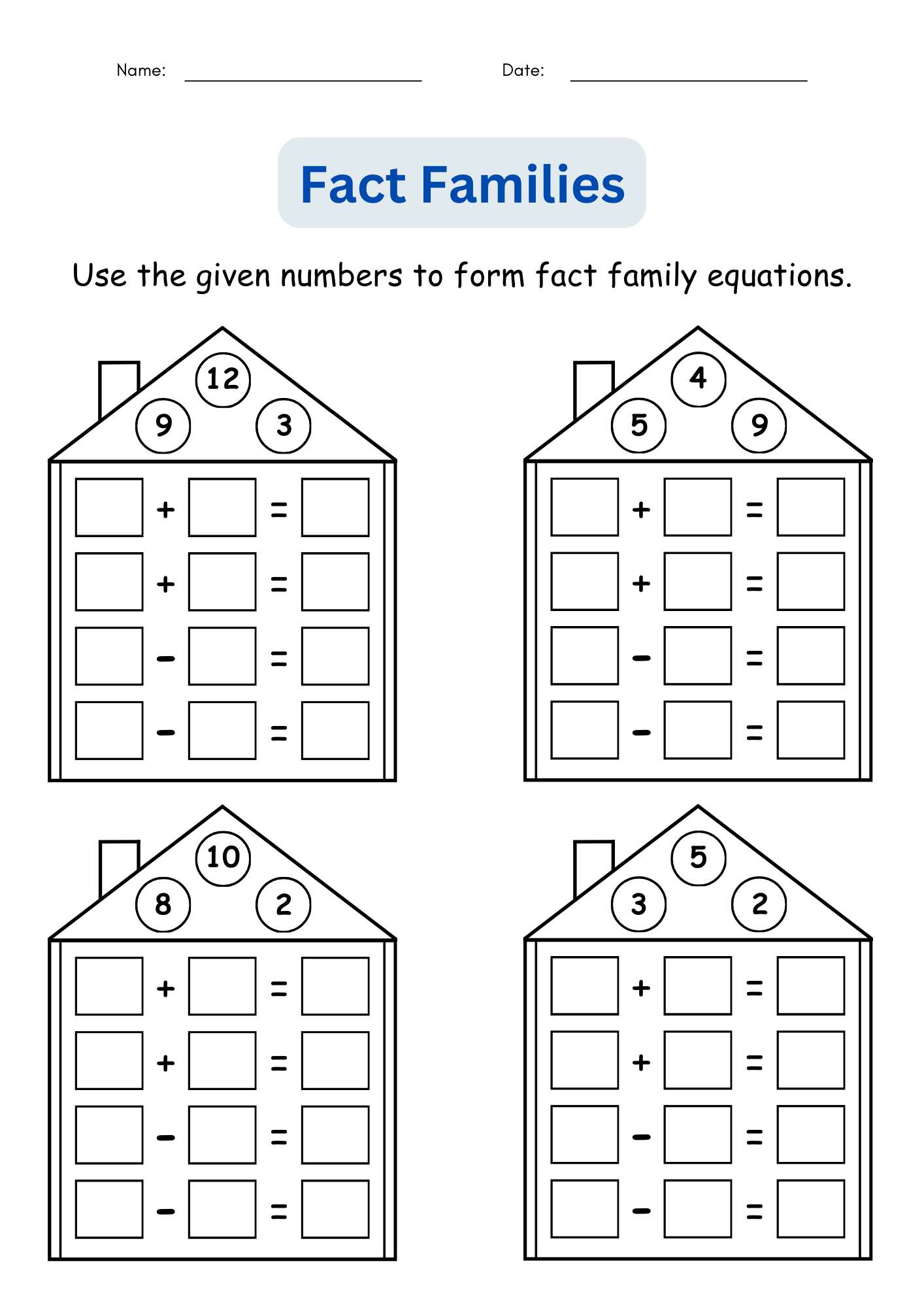 Fact Families Addition And Subtraction Number Math Worksheets For Grade 1 2 3 Made By Teachers Fact Families Addition And Subtraction Number Math Worksheets For Grade 1 2 3 Made By Teachers