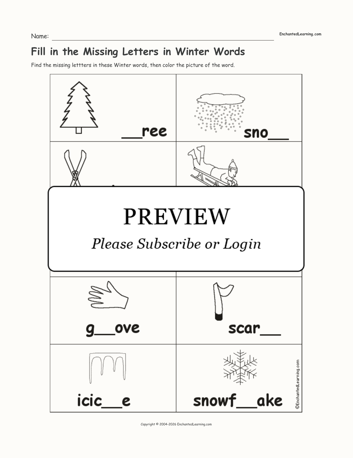 Winter Clothes Vocabulary Read Color And Match Fill In The Missing Letters Then Color The Image Free PDF Download Ezpzlearn