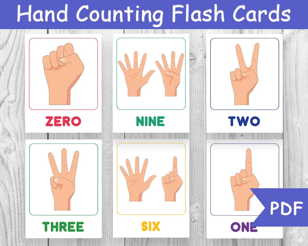 Finger Counting Flash Cards Hand Counting Cards Nomenclature Cards Homeschool Materials Toddler Flashcards Etsy