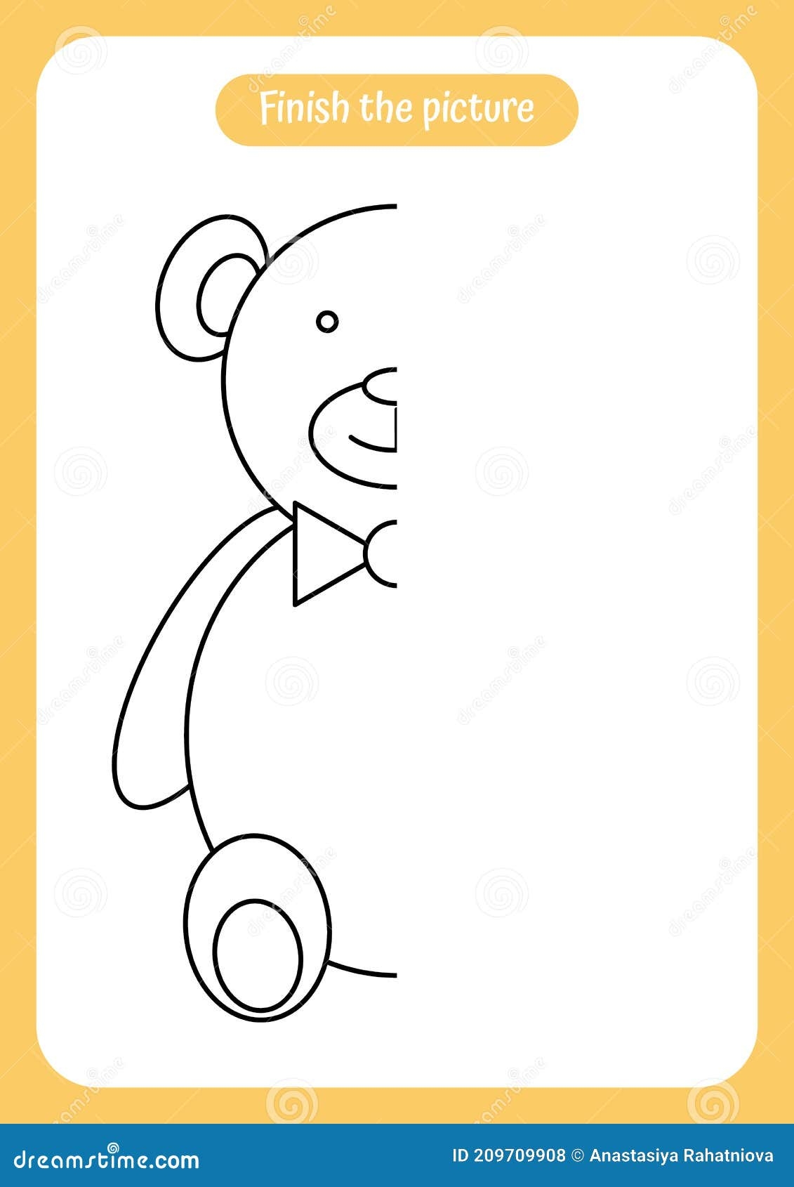 Finish The Picture Of Teddy Bear Educational Game For Children Handwriting And Drawing Practice Stock Vector Illustration Of Logic Lesson 209709908