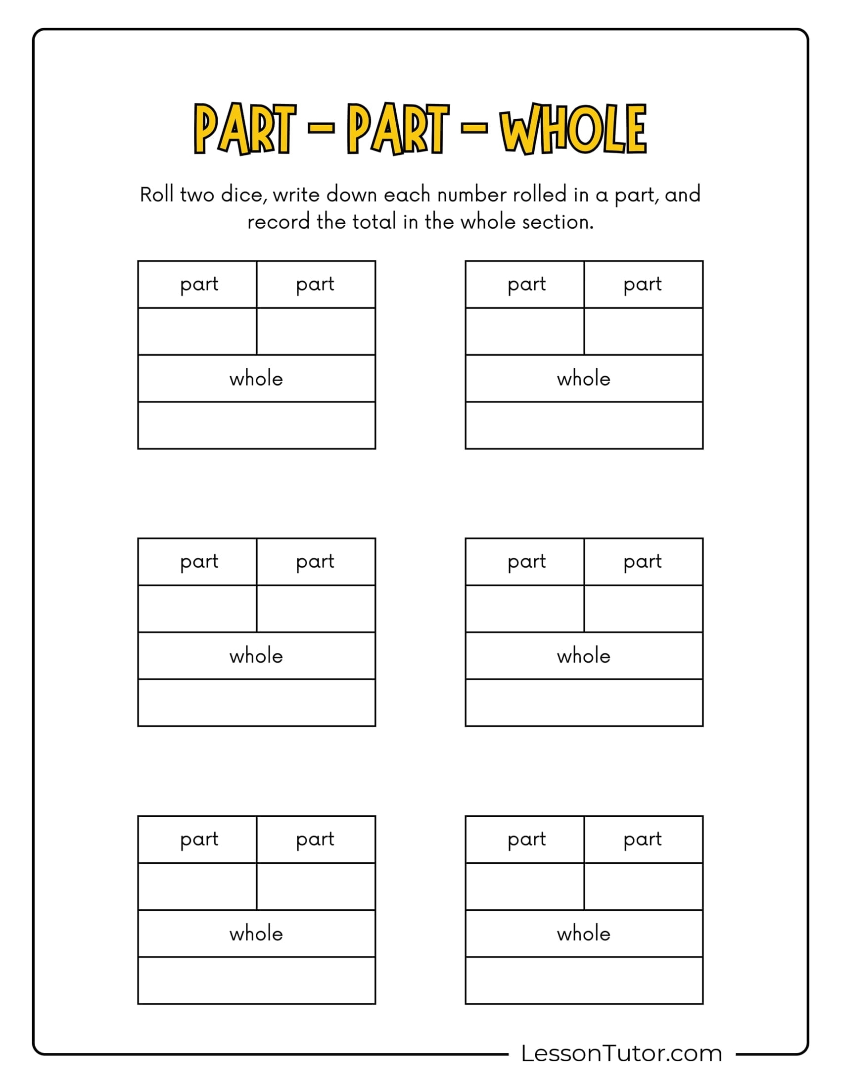 First Grade Part Part Whole Free Coloring Pages PDF Printables And Worksheets Lesson Tutor Part Part Whole Worksheets Free Teach Prints
