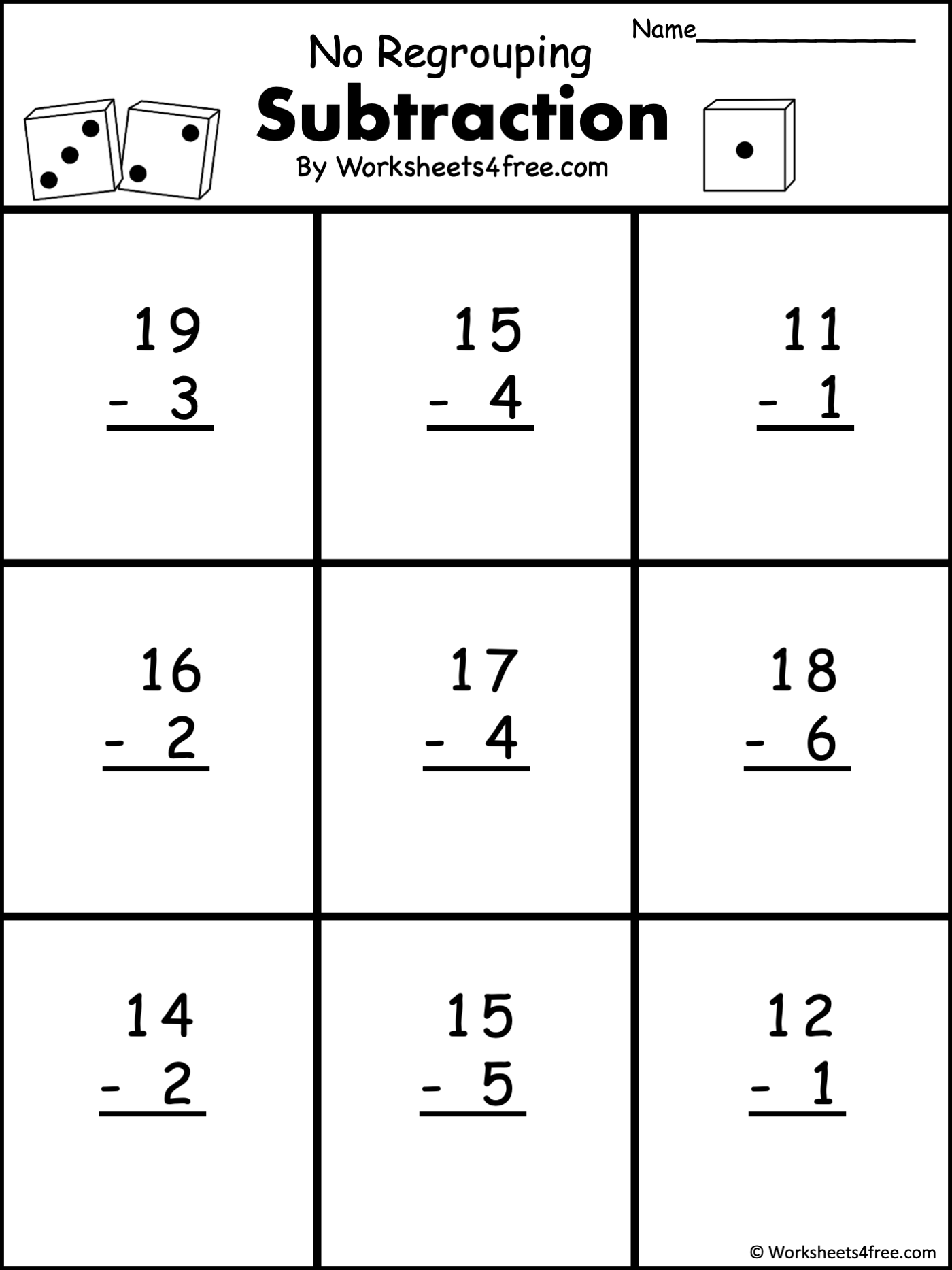 Free 2 Digit Subtraction Worksheet No Regrouping Worksheets4Free Two Digit Subtraction Without Regrouping