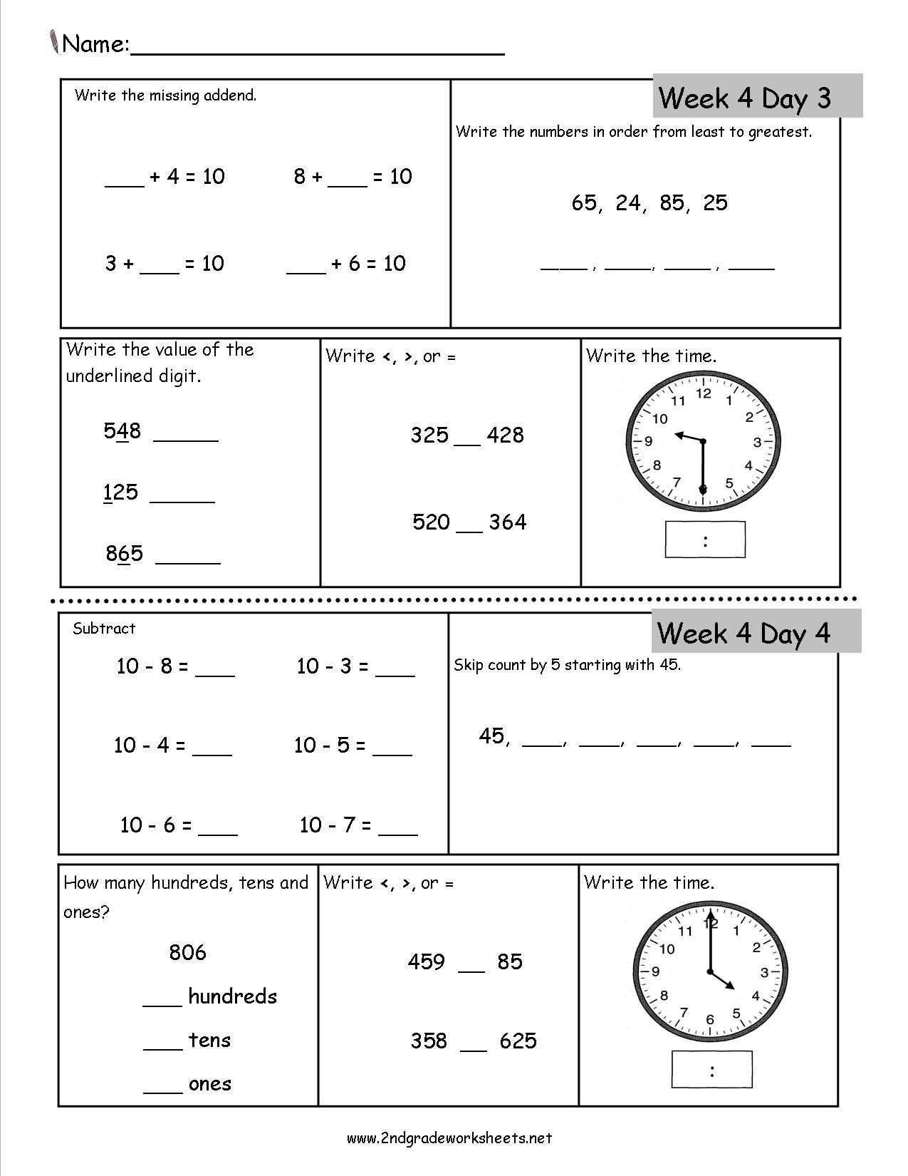 Math Drills Worksheets