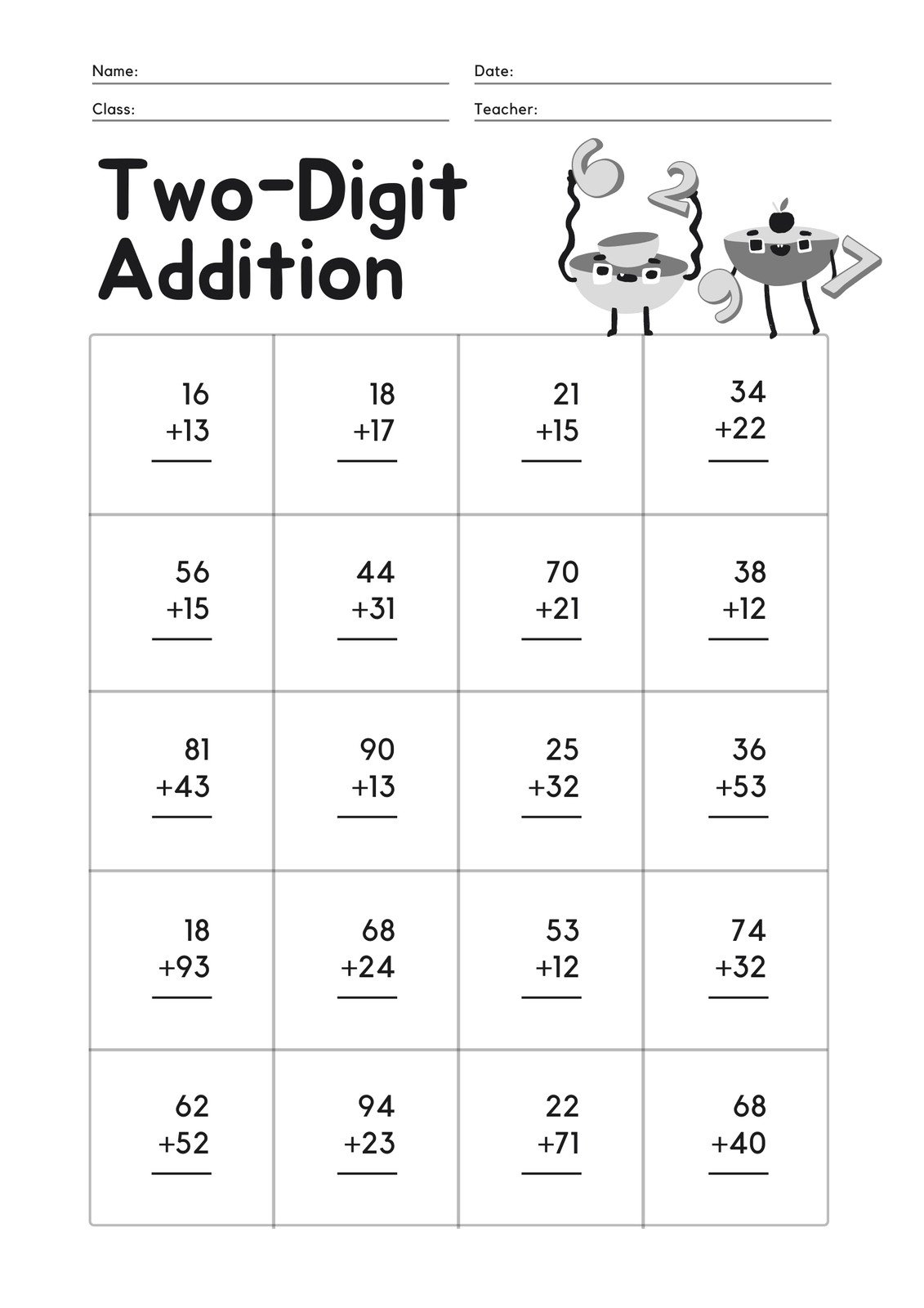 Free And Customizable Addition Templates Canva Storyboard That Free Addition Worksheet Creator