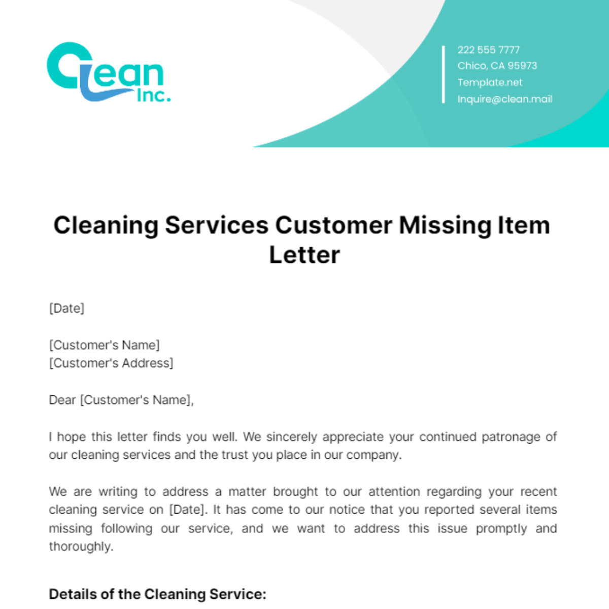 Free Cleaning Services Customer Missing Item Letter Template To Edit Online Free Cleaning Services Customer Missing Item Letter Template To Edit Online