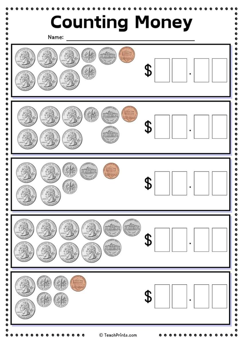 Free Counting Money And Coins Worksheets Teach Prints