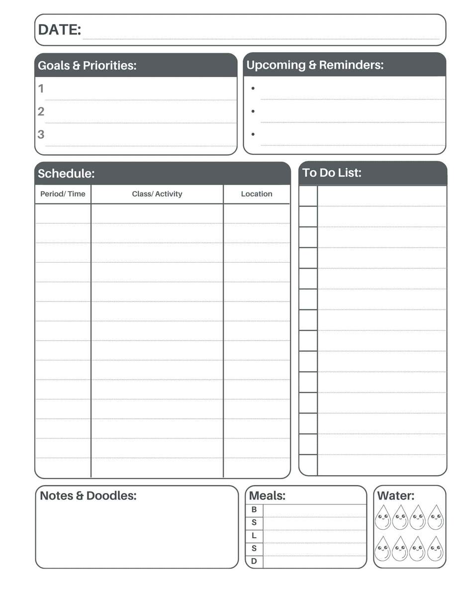 Free Daily Student Schedule Planner FREE Download Free Daily Student Schedule Planner FREE Download