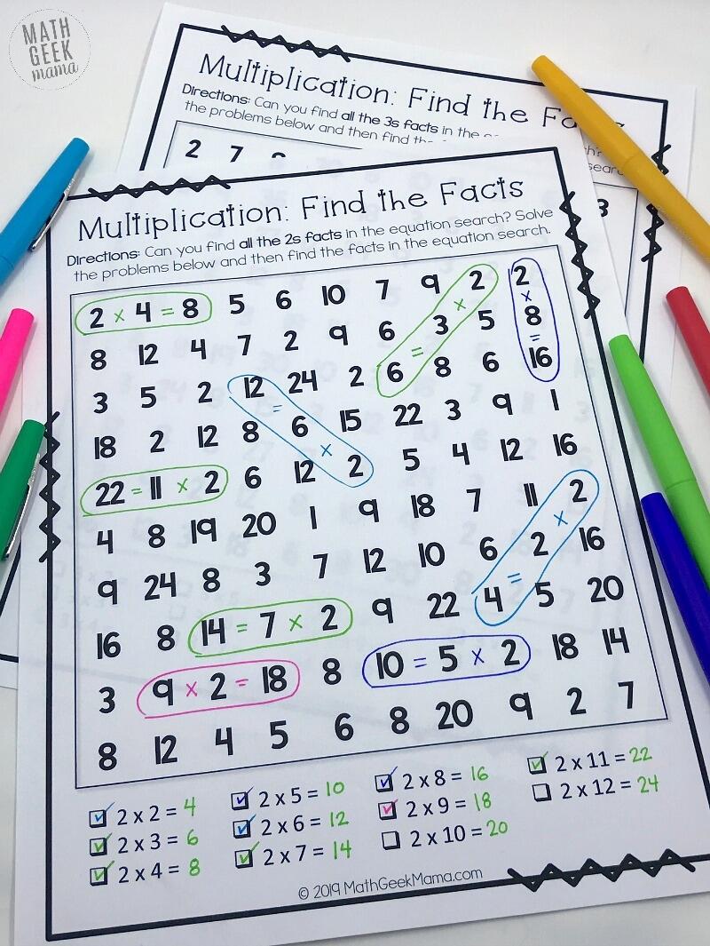 FREE Equation Search Fun Multiplication Games For 3rd Grade