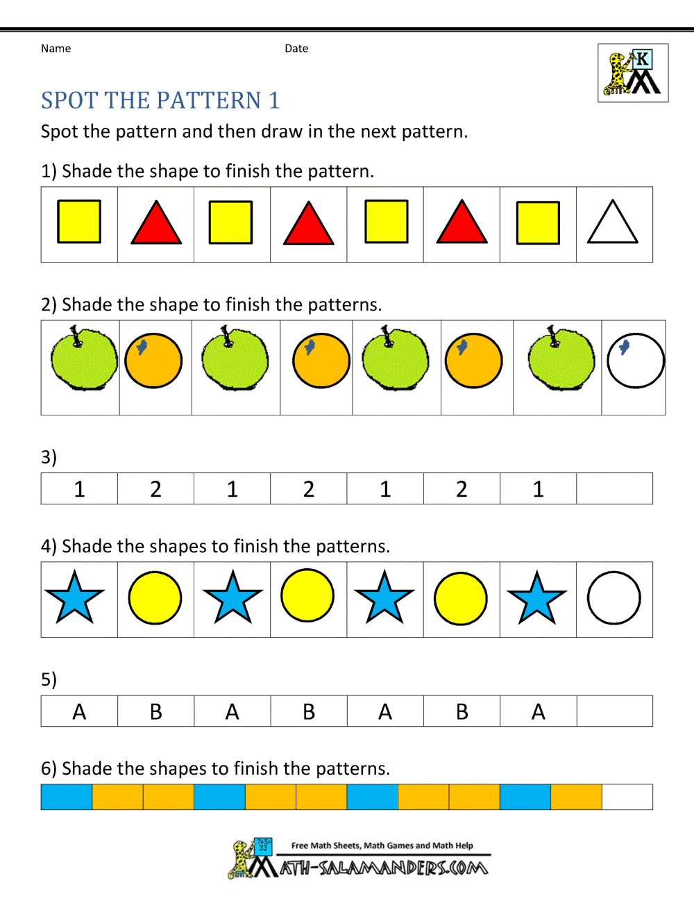 Free Kindergarten Worksheets Spot The Patterns Thanksgiving Number Patterns Free Worksheets Squarehead Teachers