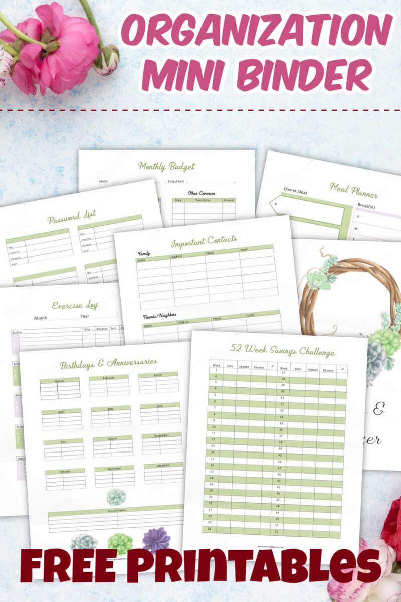 Free Mini Organizational Binder Printable 7 Page Planner Savor Savvy