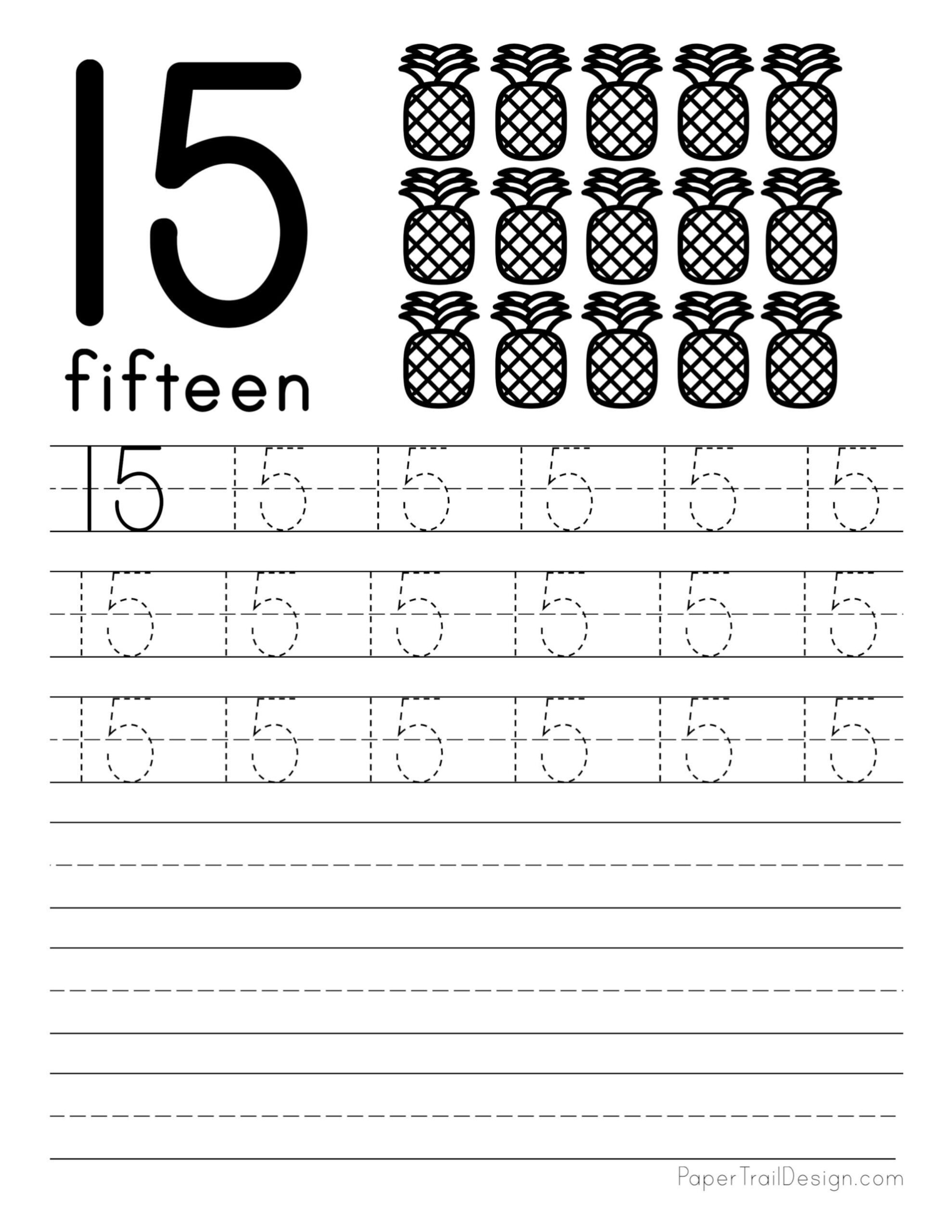 Tracing Number Fifteen Preschool Worksheet Black And White Stock Vector Illustration Of English Worksheet 250760721