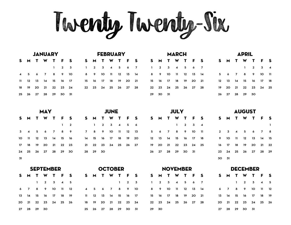 Free Printable 2026 Monthly Calendar Sunday Monday Start Lovely Planner
