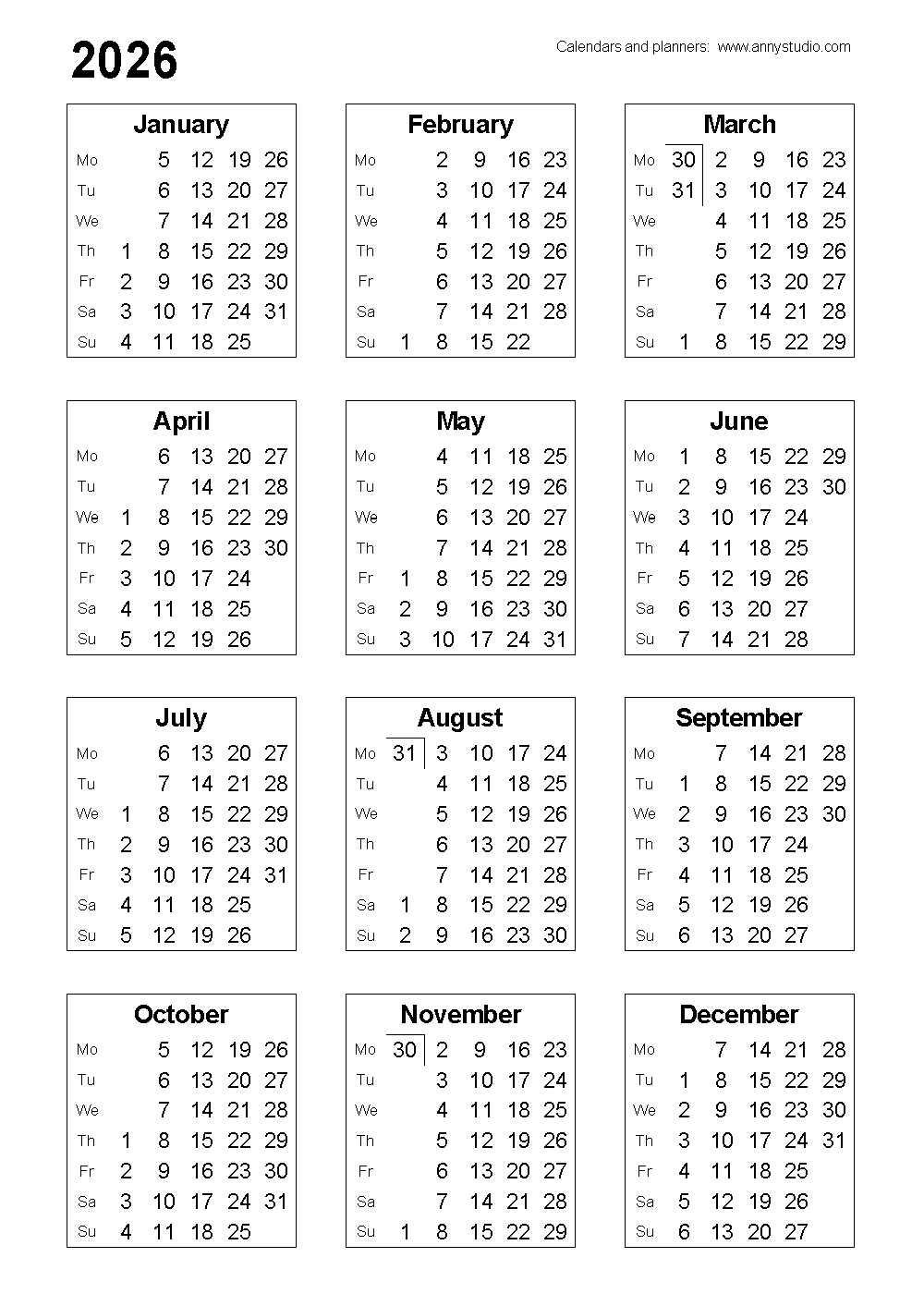 Free Printable Calendars And Planners 2026 And 2027 2026 Calendar Free Printable Word Templates Calendarpedia