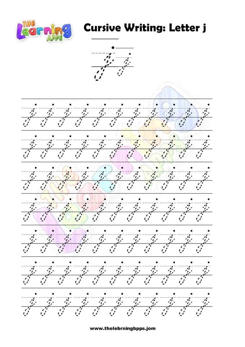Free Printable Cursive Letter J Writing Grade 1 Worksheets