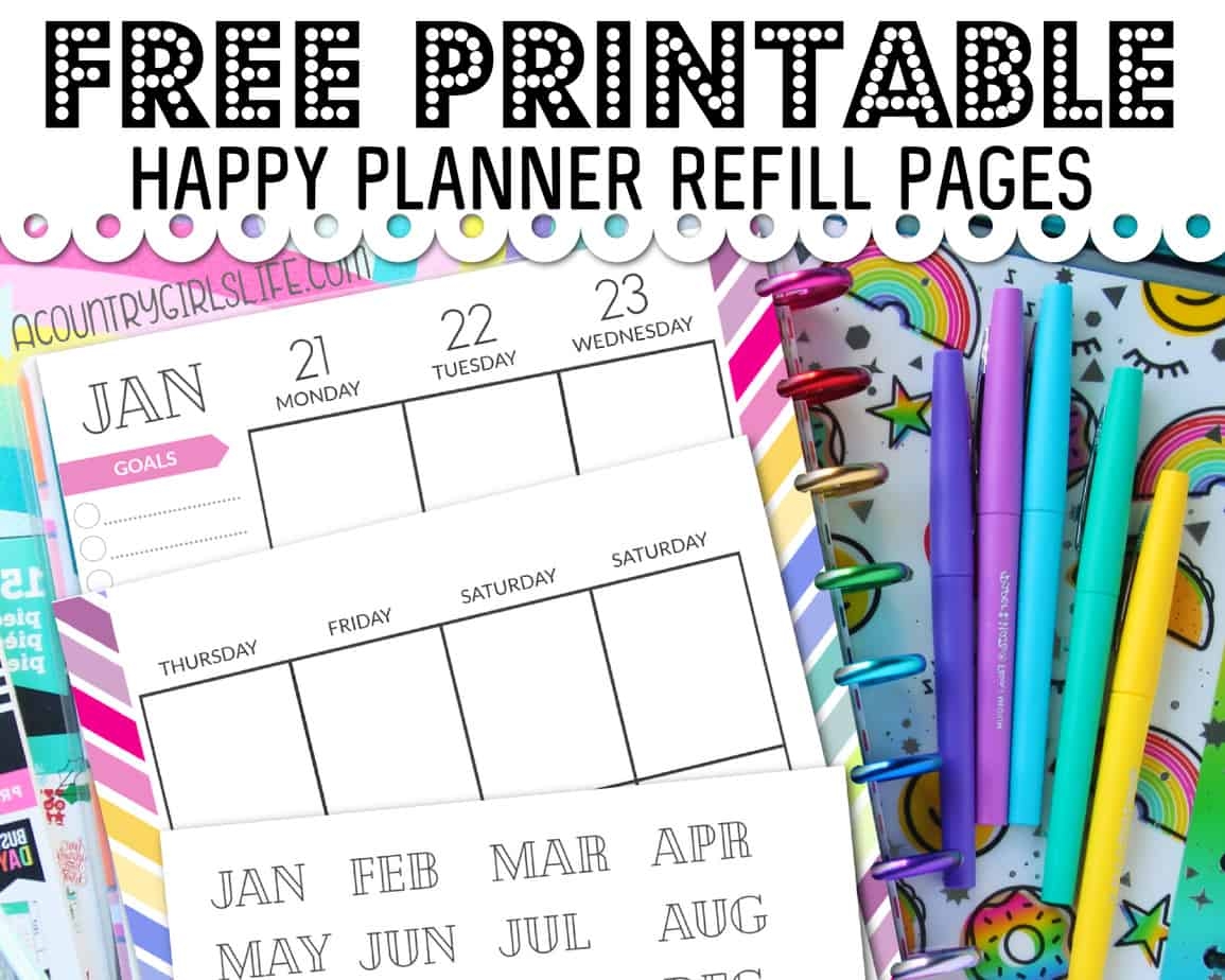 FREE Printable Happy Planner Refill Pages Classic Sized A Country Girl S Life FREE Printable Happy Planner Refill Pages Classic Sized A Country Girl S Life