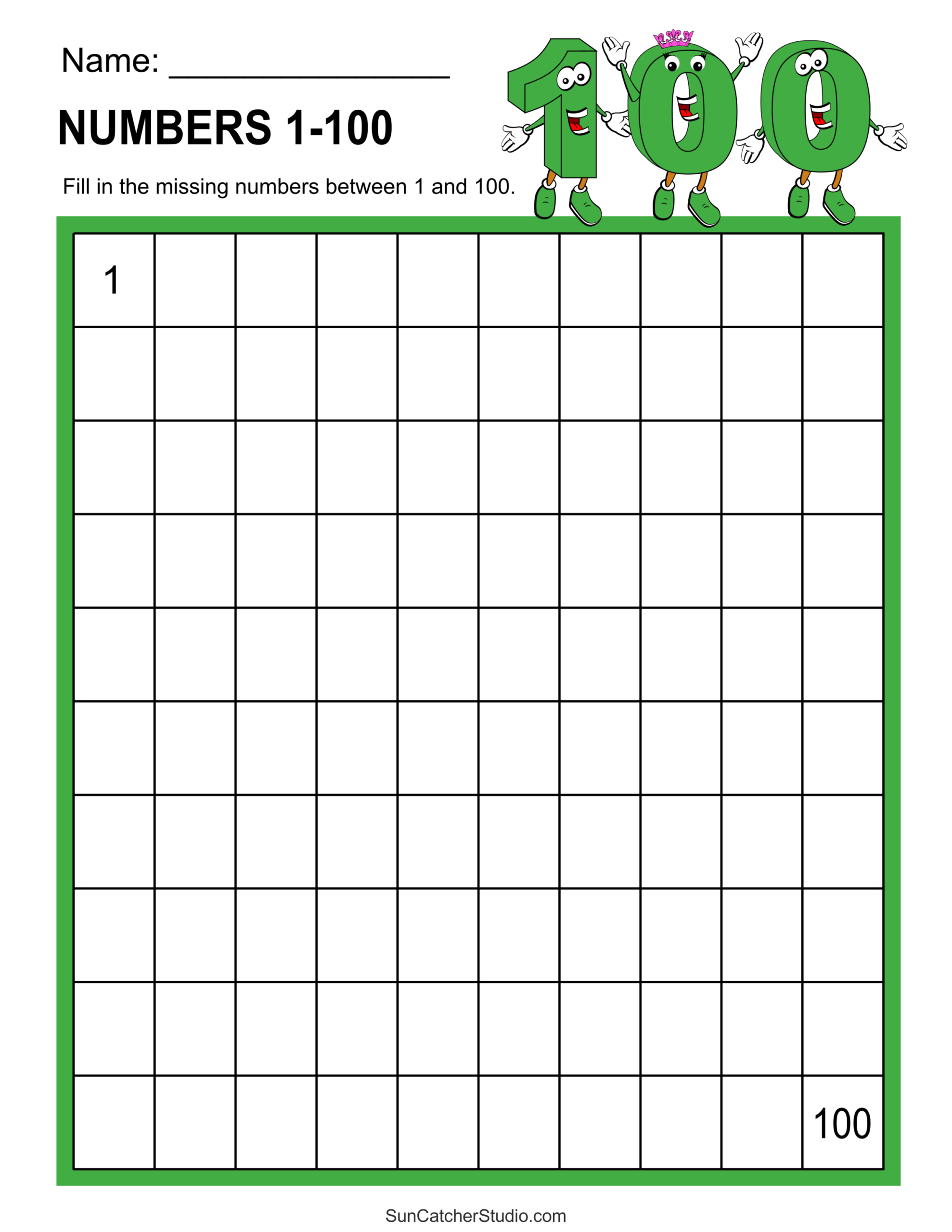 Free Printable Hundreds Charts Numbers 1 To 100 Free Printables Lettering SVG Files Tools Apps Missing Numbers Worksheets Fill In The Missing Numbers Free Printables Lettering SVG Files Tools Apps