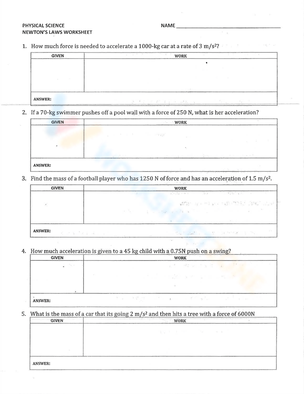 Free Printable Interactive Newtons Laws Worksheets Worksheets Library