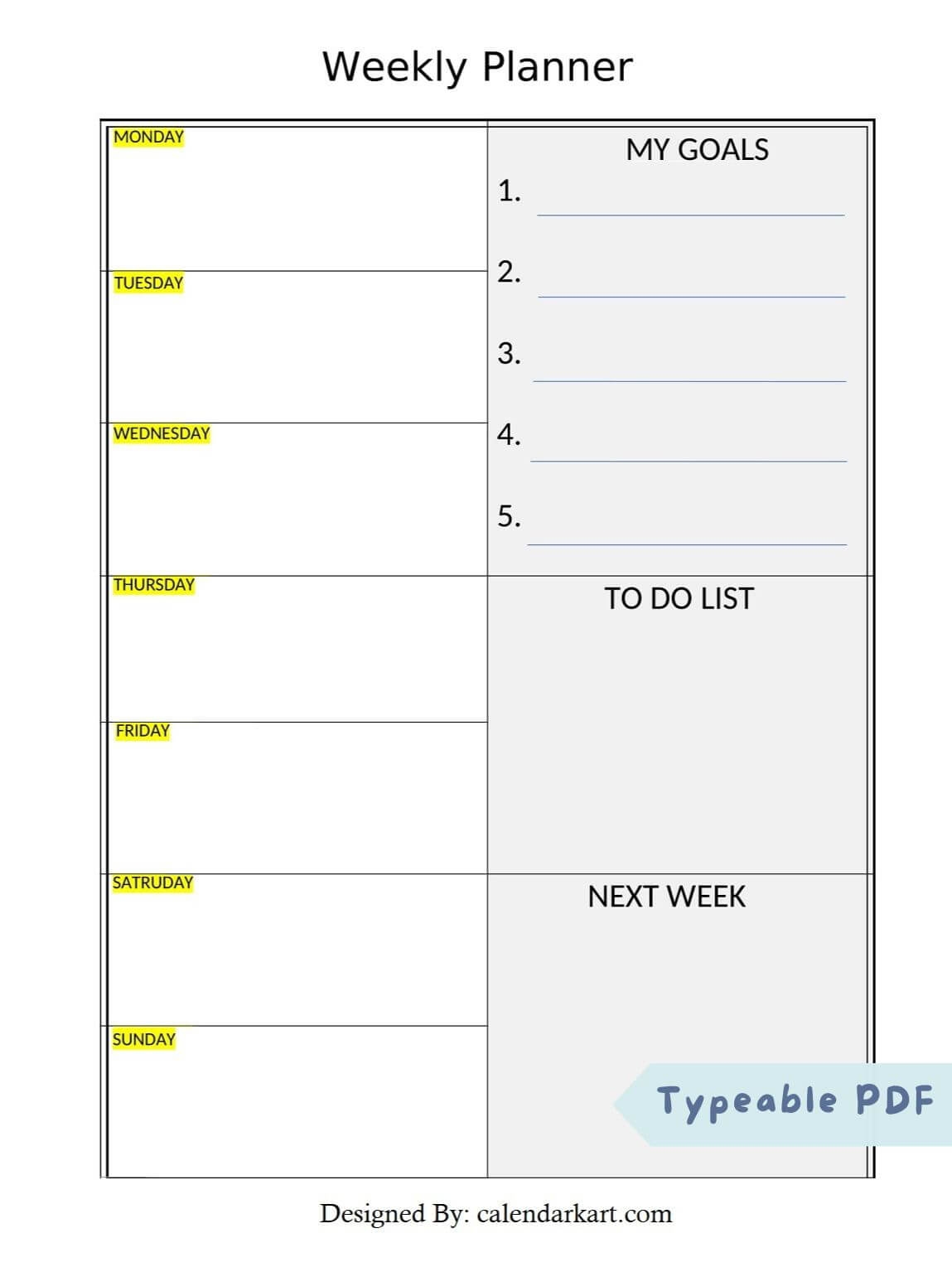 Free Printable Weekly Planner Templates CalendarKart Free And Customizable Weekly Planner Templates Canva