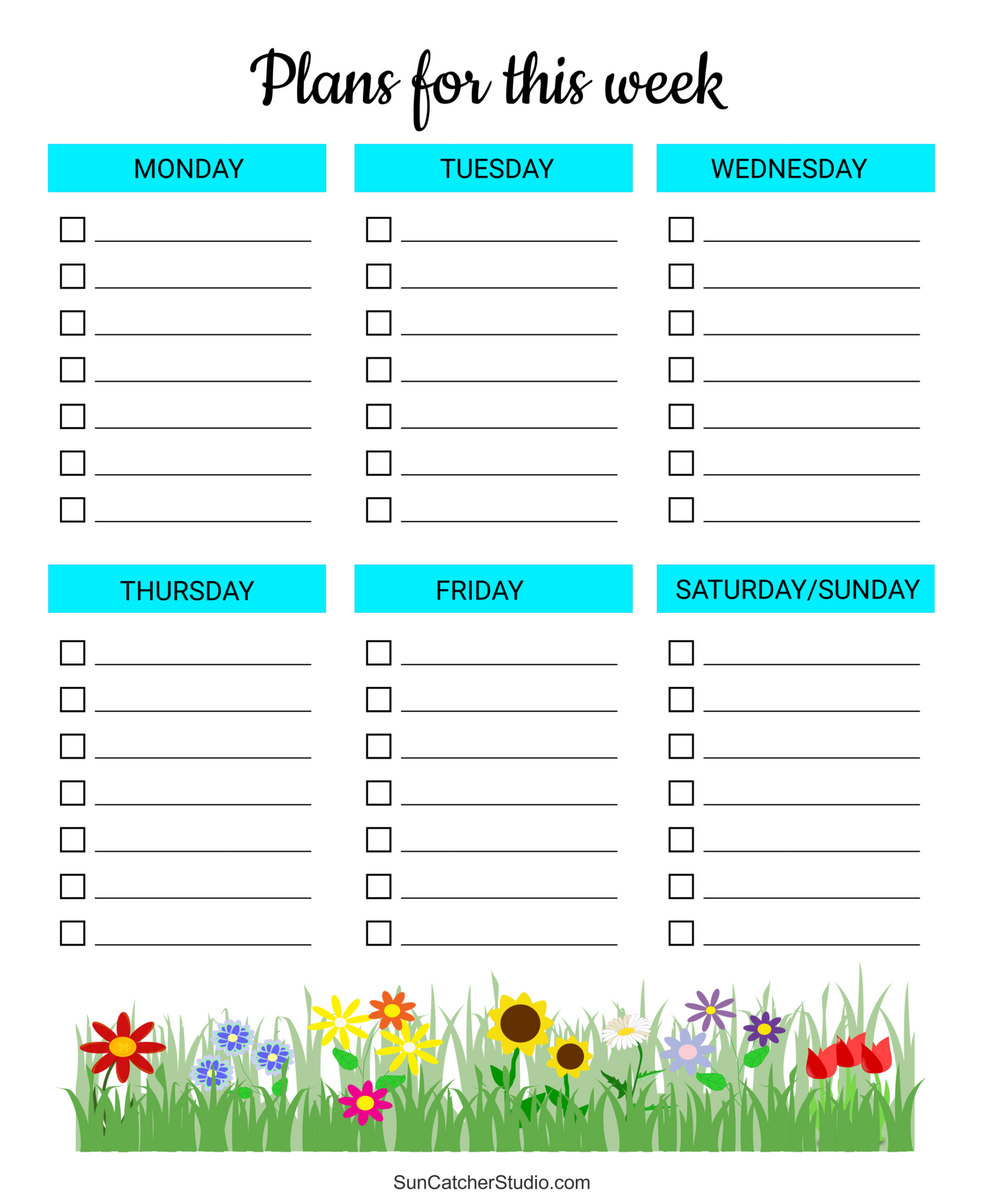 Free Printable Weekly Planner Templates PDF Free Printables Lettering SVG Files Tools Apps