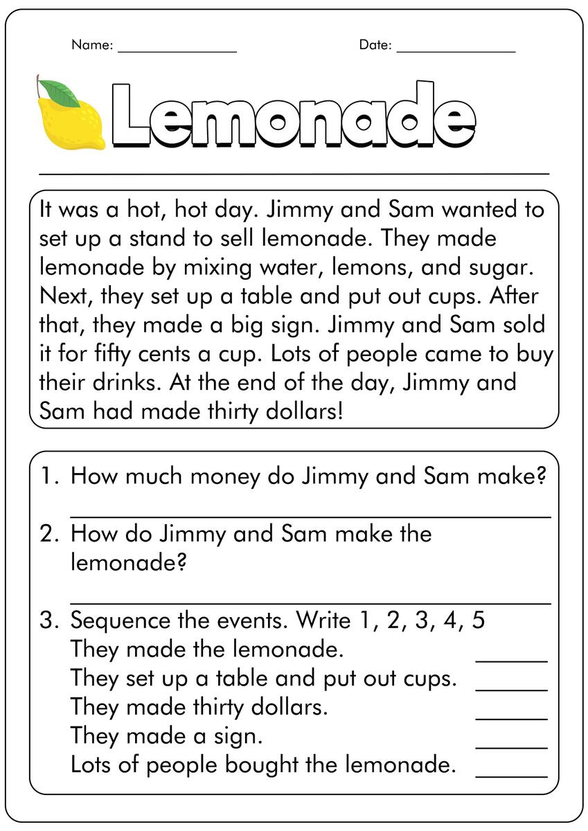Amazing Reading Comprehension Worksheet For Grade 1 Pdf Literacy 658