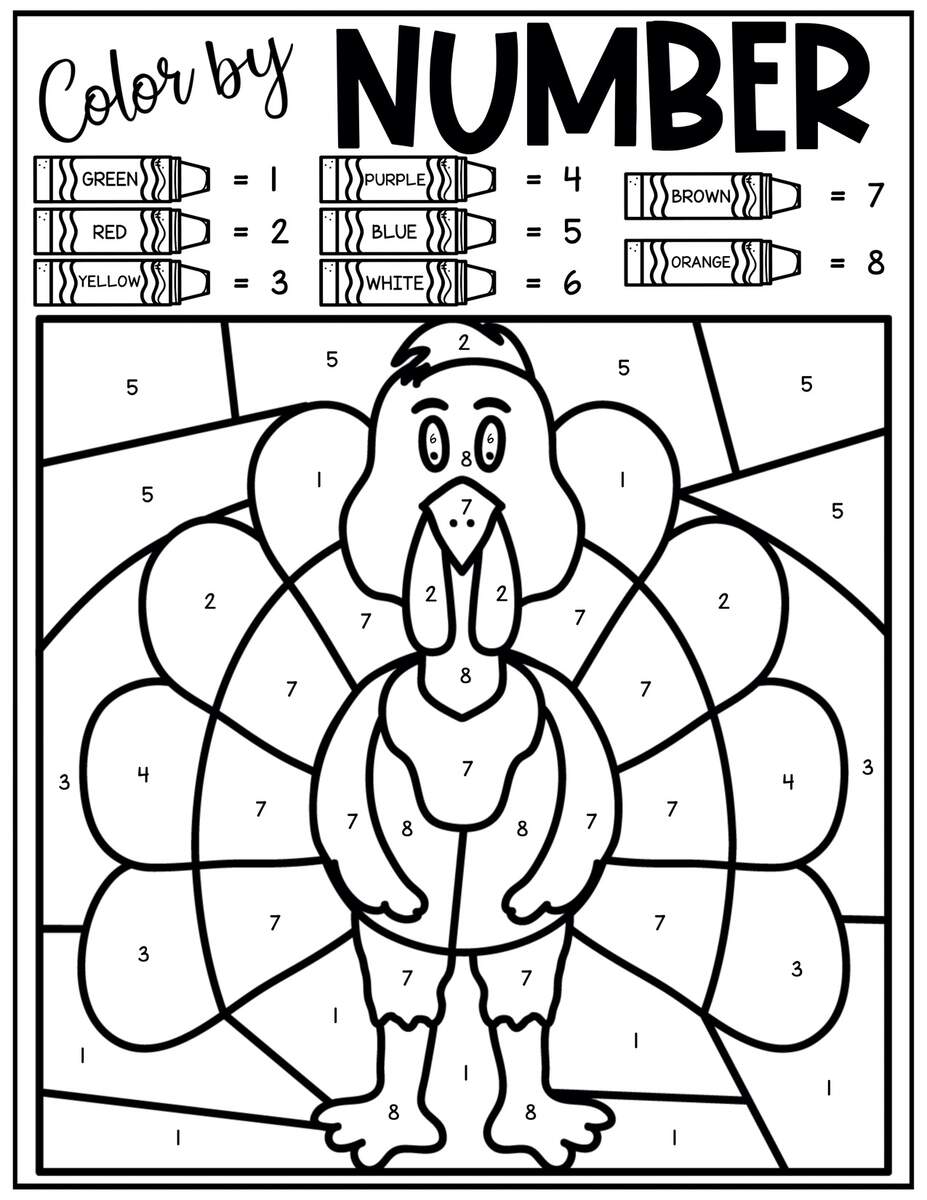 Free Thanksgiving Color By Number Pages Play Party Plan