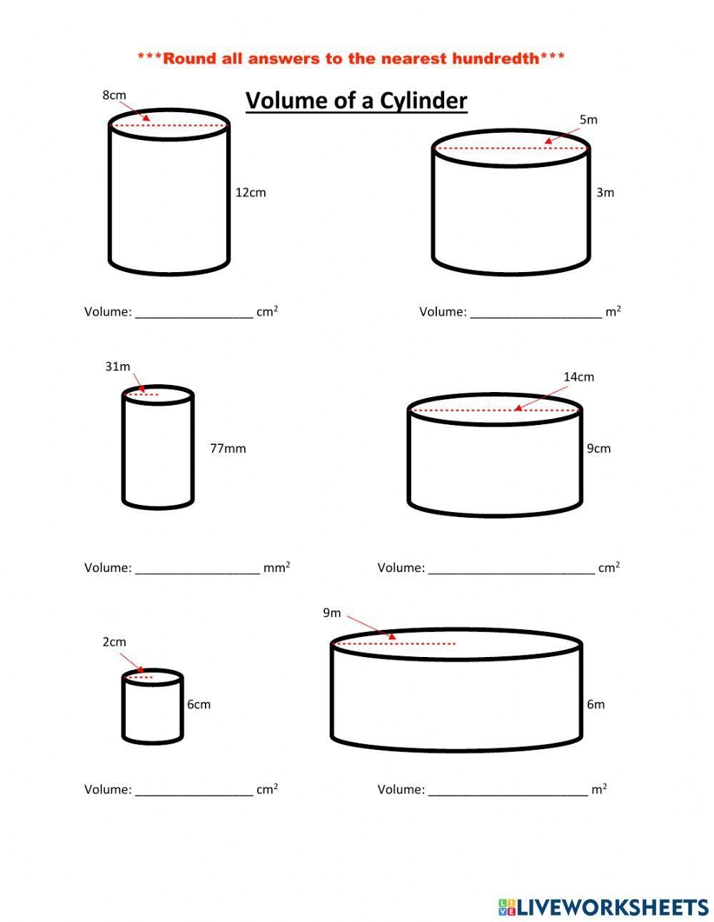 Free Volume Of A Cylinder Worksheet Download Free Volume Of A Cylinder Worksheet Png Images Free Worksheets On Clipart Library