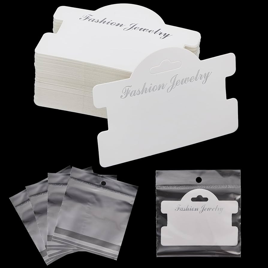 Fulmoon 100 Pcs Bracelet Display Cards 3 94 X 2 83 Inch Jewelry Display Hanging Cards Bracelet Packaging Necklace Cards For Selling Jewelry Earrings Showing Tags With 4 33 X 5 51 Inch Bags For Jewelry