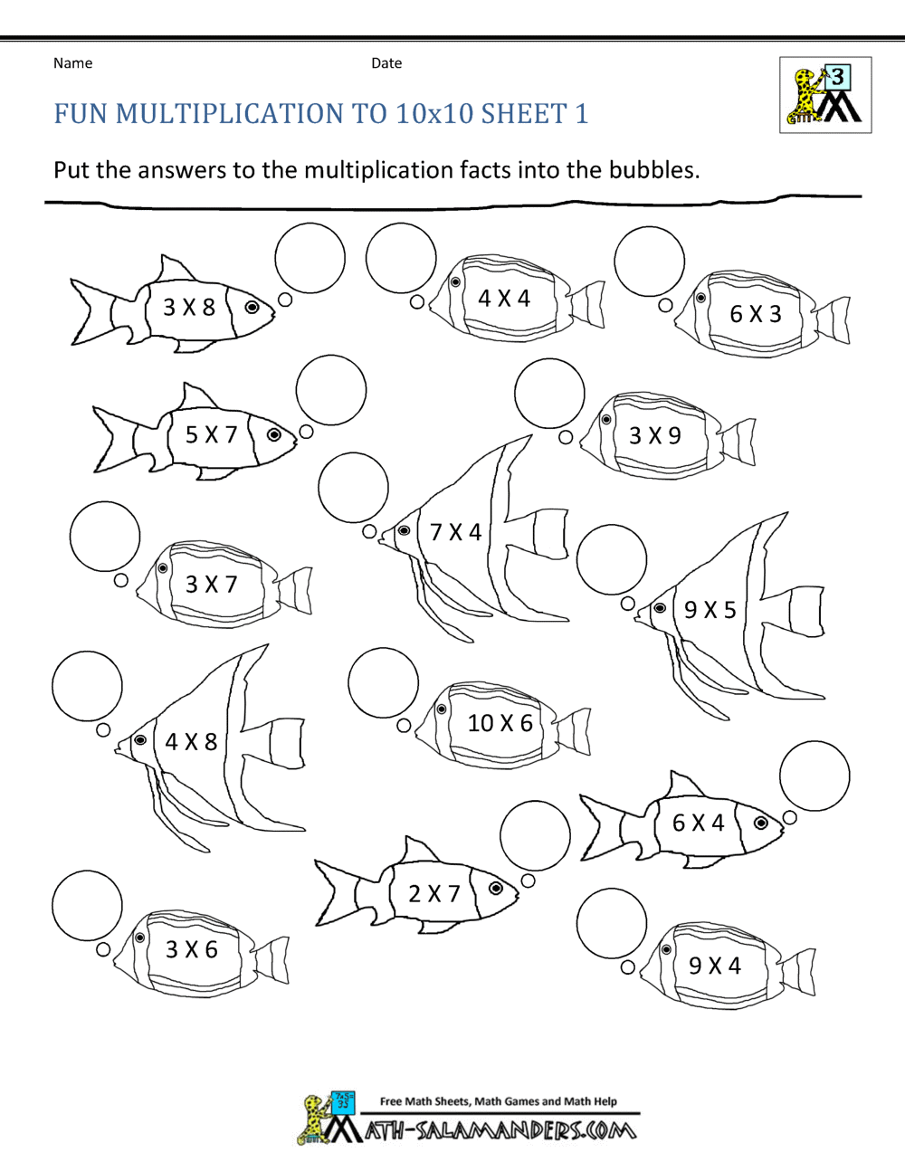 Free Multiplication Worksheet To Use And Print Canva
