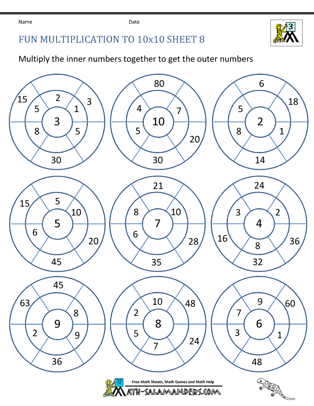 Fun Multiplication Worksheets To 10x10