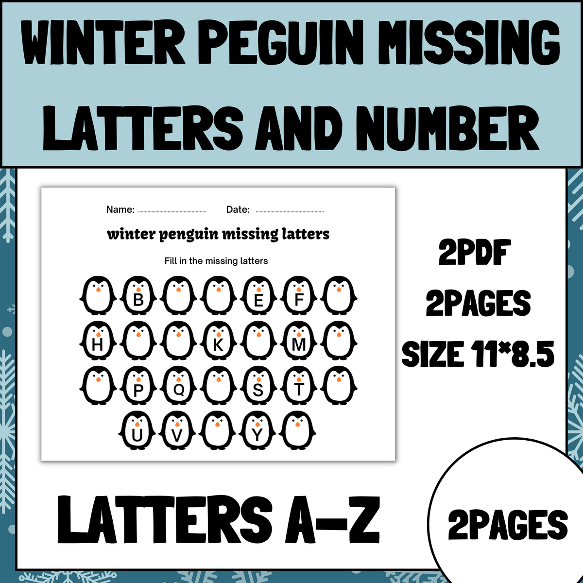 Fun Winter Activities Missing Letters A Z Missing Numbers Winter Penguin Made By Teachers