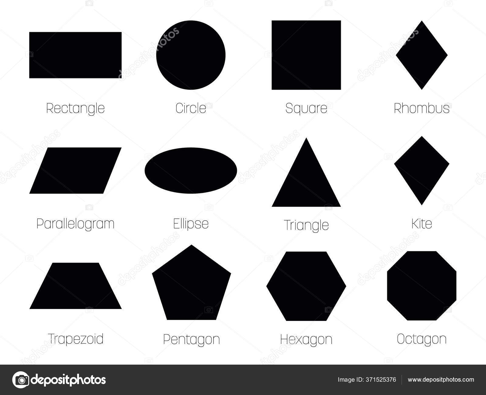 Geometric Shapes With Labels Set Of 12 Basic Shapes Simple Flat Vector Illustration Stock Vector By Pyty 371525376