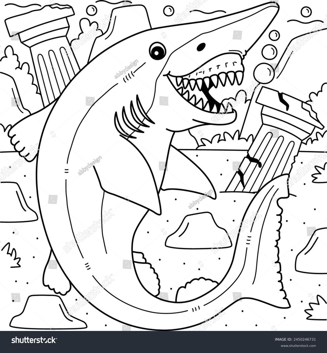 Goblin Shark Coloring Page Kids Stock Vector Royalty Free 2450246731 Shutterstock