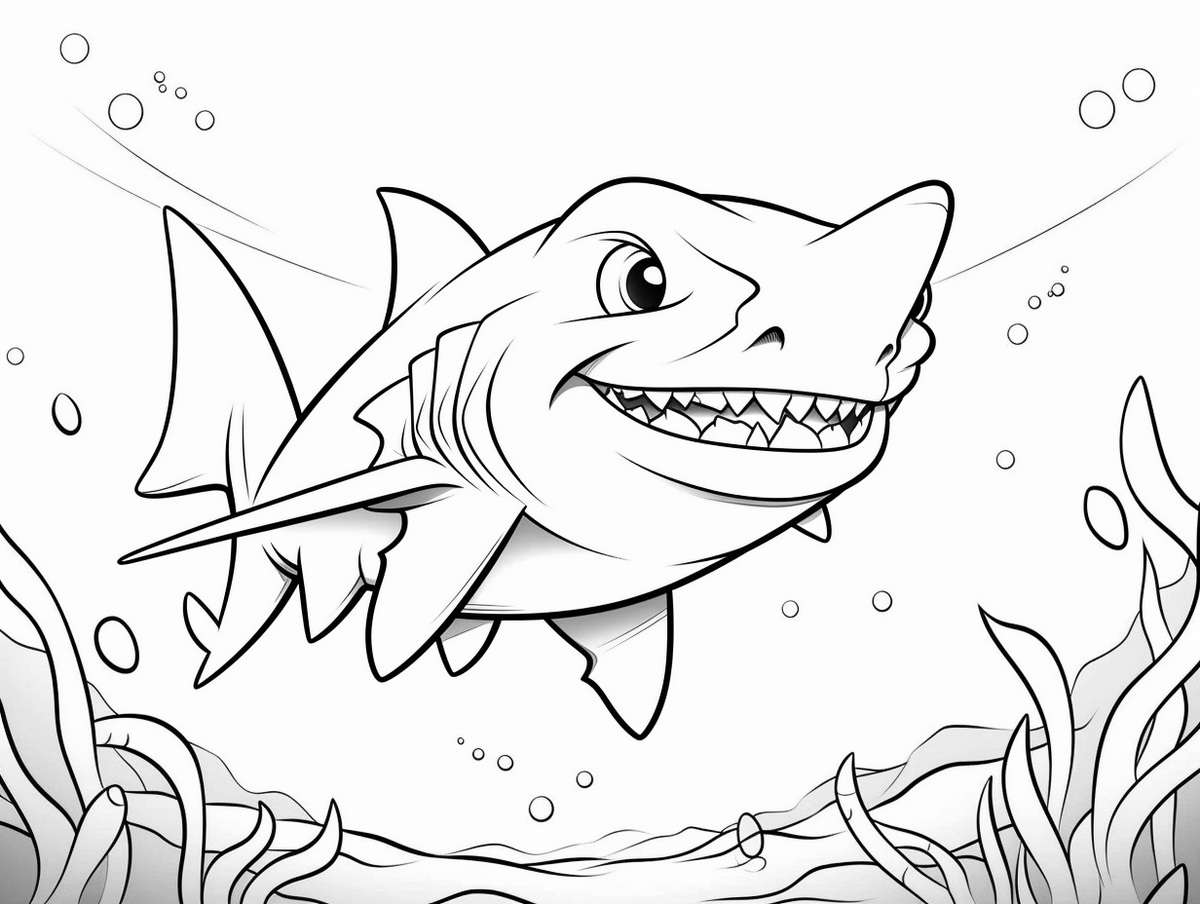 Goblin Shark Coloring Pages Top 12 Free Printable Designs Scary Deep See Goblin Shark With An Insidious Smile Swimming Deep In A Sea Black And White Vector Illustration In A Cartoon Style For A Coloring Book Royalty Free SVG Cliparts Vectors And