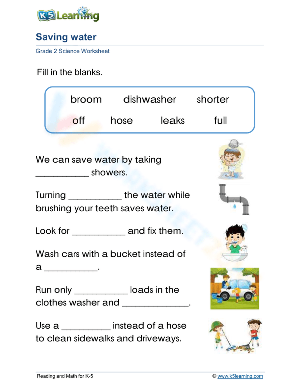 Grade 2 Saving Water Resources Worksheet