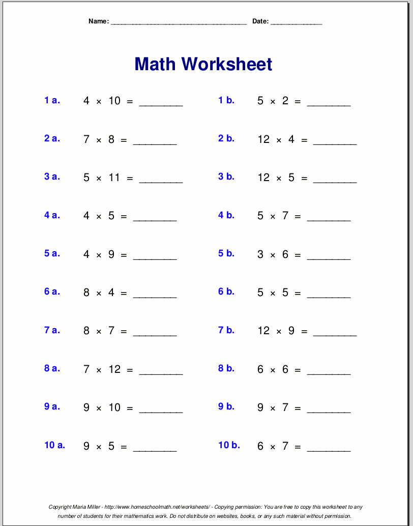 FREE Printable 4th Grade Math Worksheets Pdf