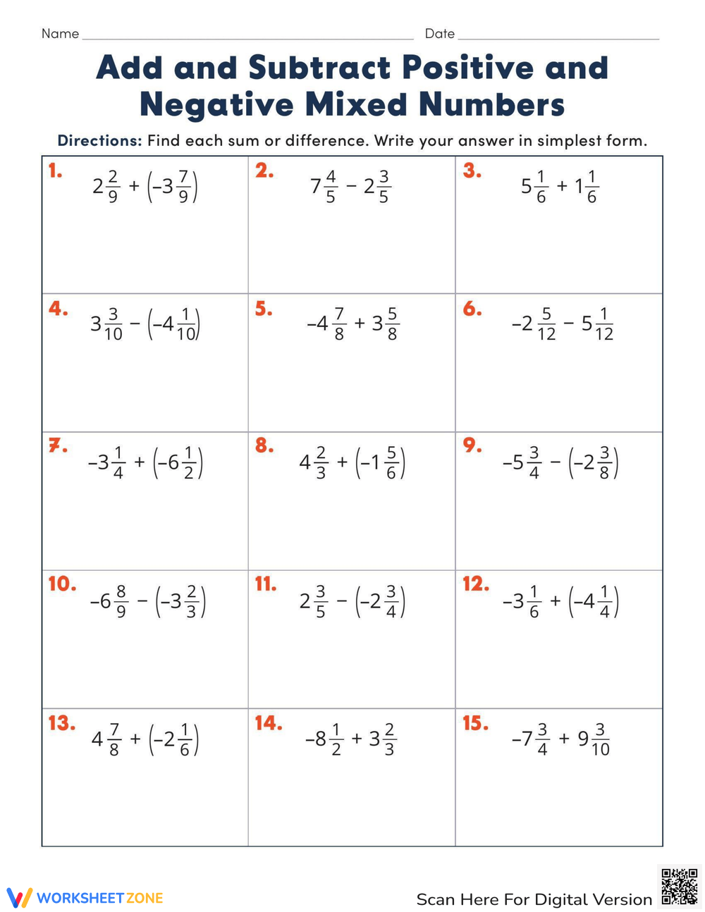 Grade 6 Integers And Rational Numbers Worksheets Printable