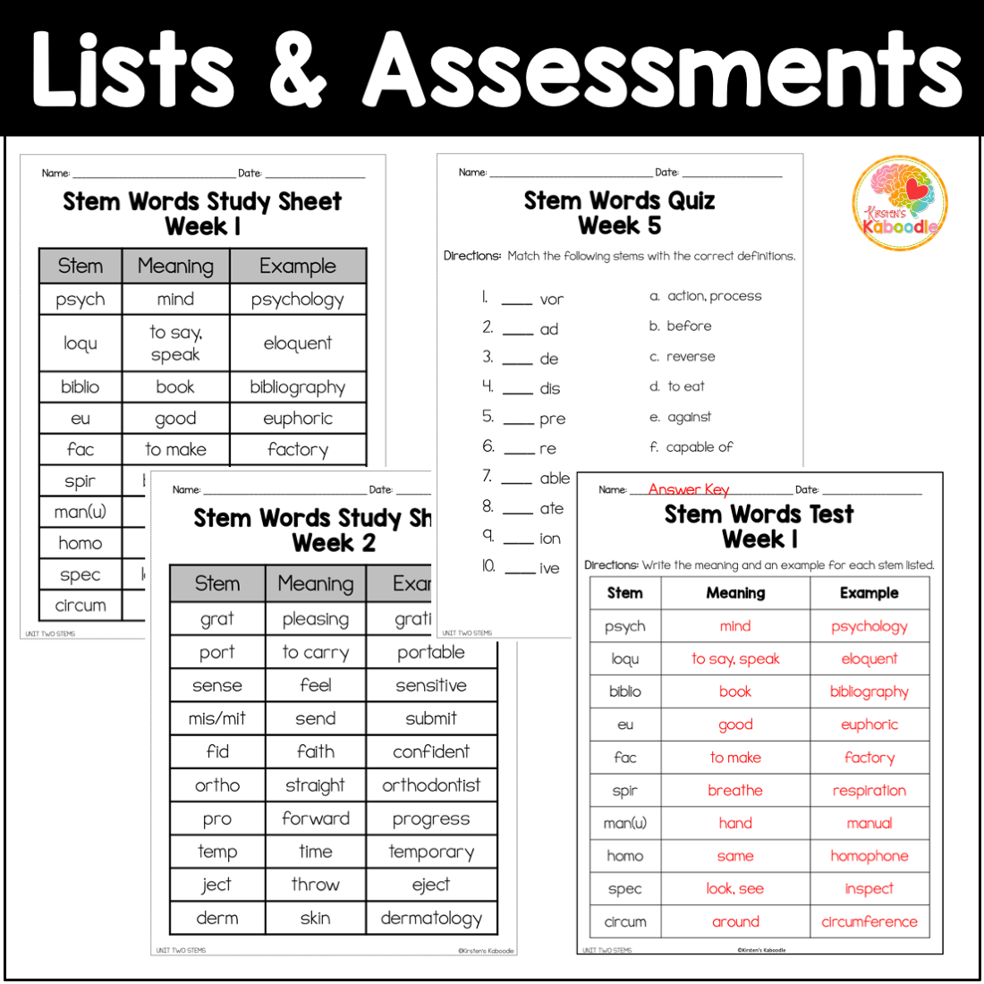 Greek And Latin Roots Words Weekly Lists Quizzes And Tests UNIT TWO Made By Teachers