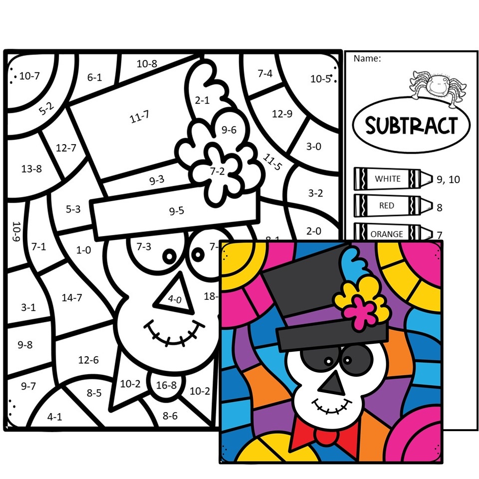 Halloween Addition And Subtraction Color By Number Made By Teachers