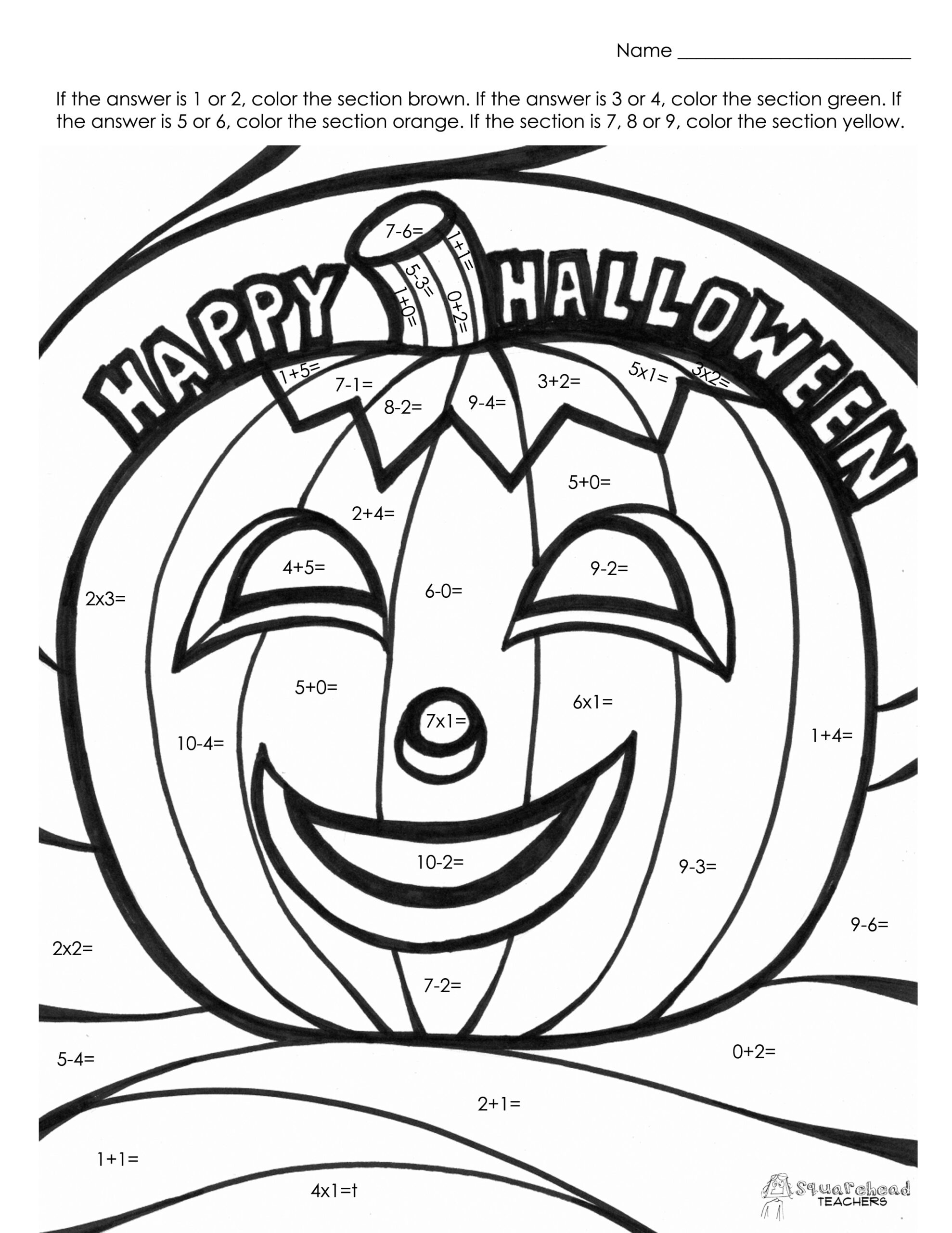 Halloween Color By Number Pages K12 Math Worksheets