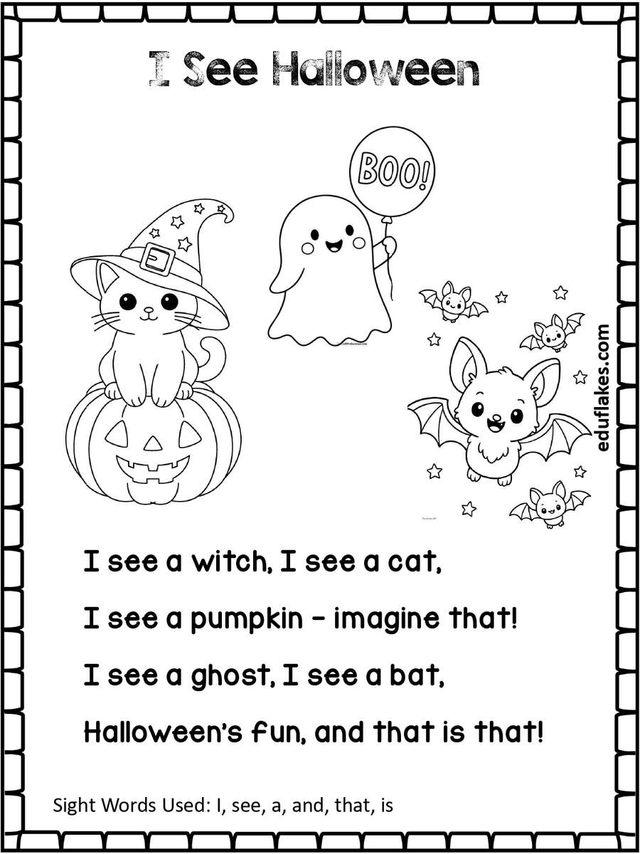 Halloween Sight Word Coloring Pages Free PDF Eduflakes