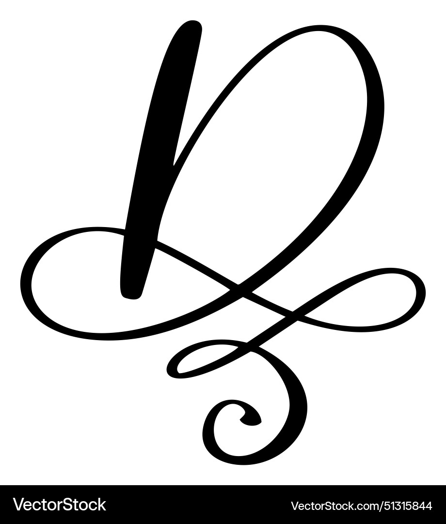 Hand Drawn Calligraphy Letter D Script Royalty Free Vector VectorStock