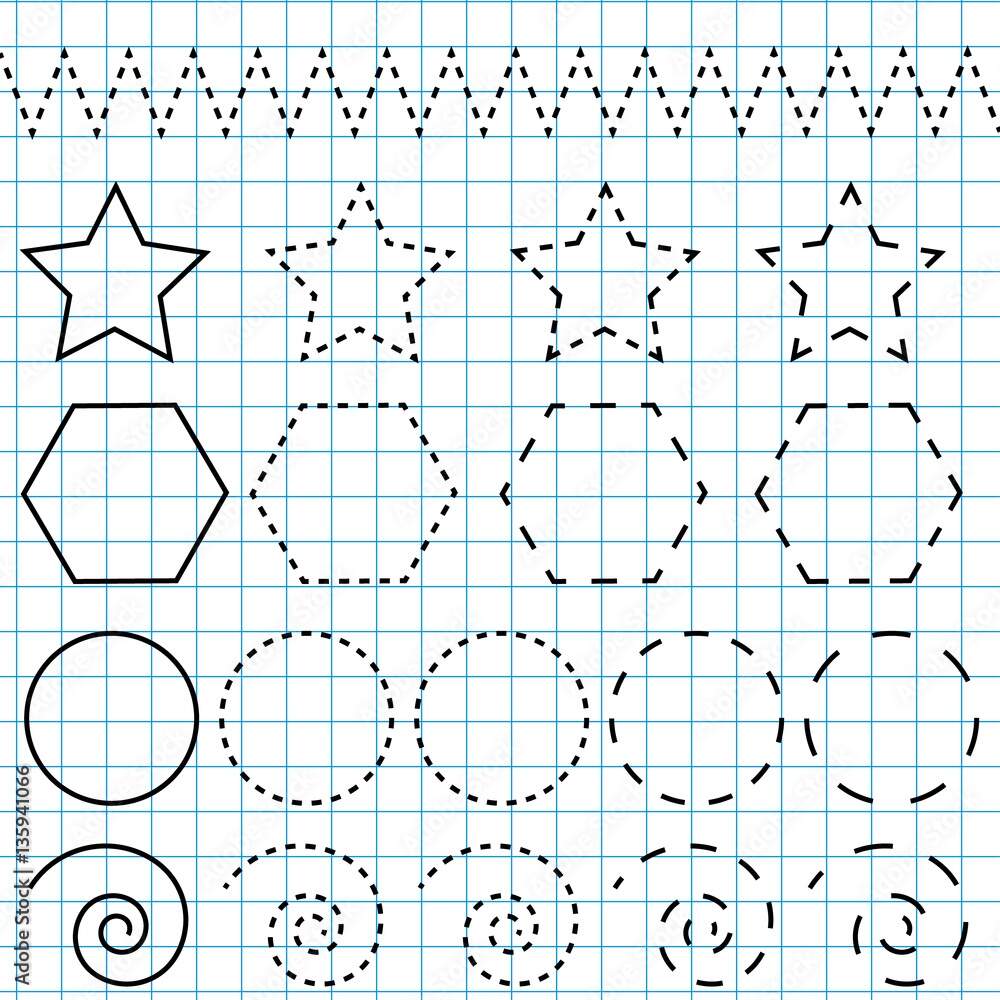 Handwriting Practice Sheet Educational Children Game Printable Worksheet Drawing Shapes Stock Vector Adobe Stock Handwriting Practice Sheet Educational Children Game Printable Worksheet Drawing Shapes Stock Vector Adobe Stock