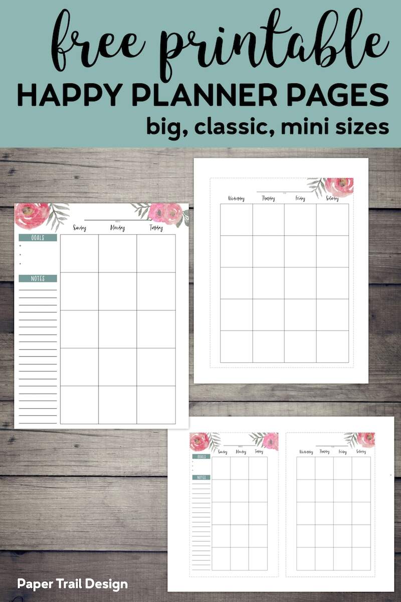 Happy Planner Free Printable Pages Floral Paper Trail Design