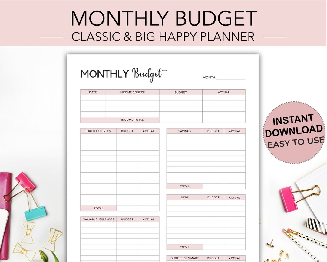 Happy Planner Monthly Budget Printable Classic Big PDF Etsy Happy Planner Classic Inserts Monthly Budget Happy Planner Classic Budget Inserts Monthly Budget Printable Happy Planner Budget Inserts Etsy