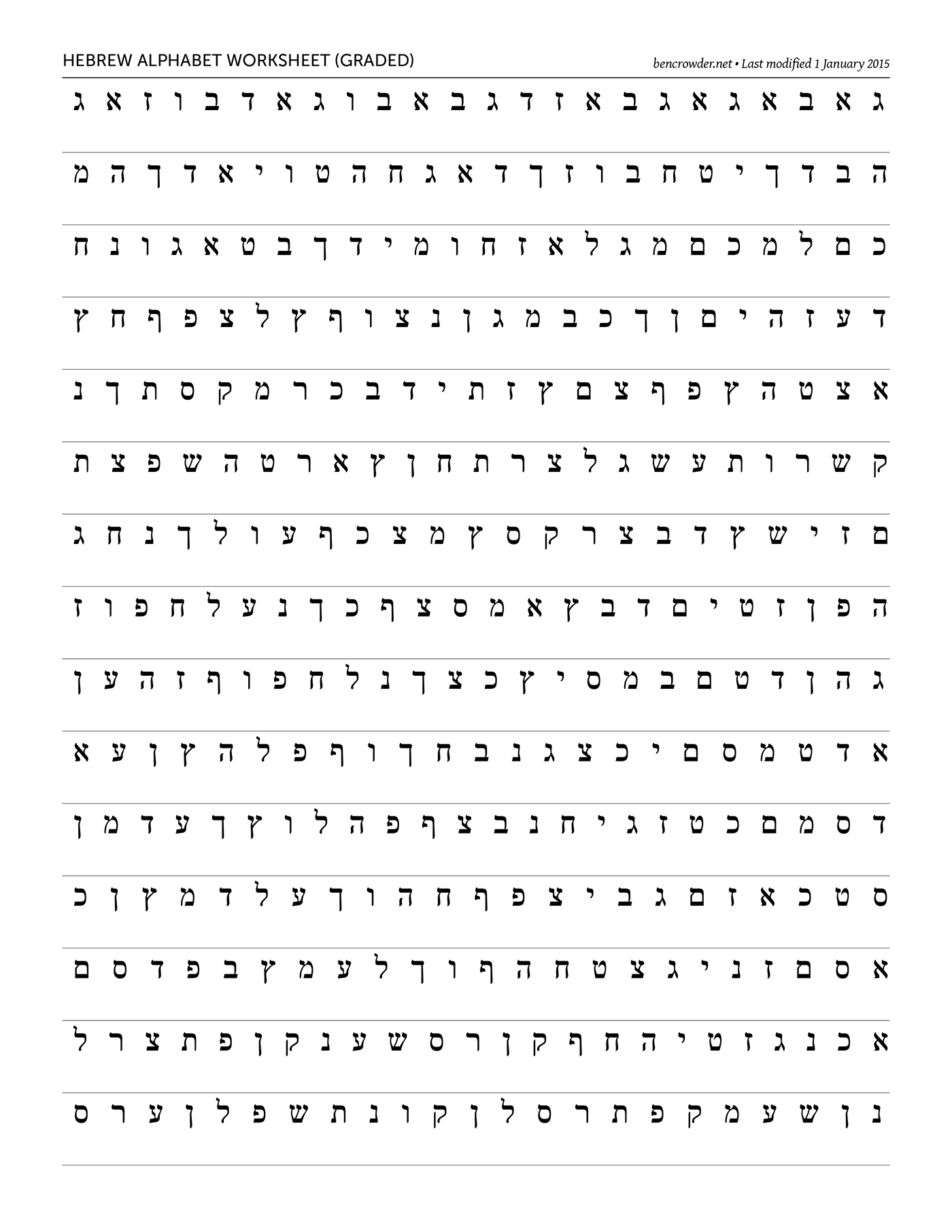 Practice Writing Hebrew Letters