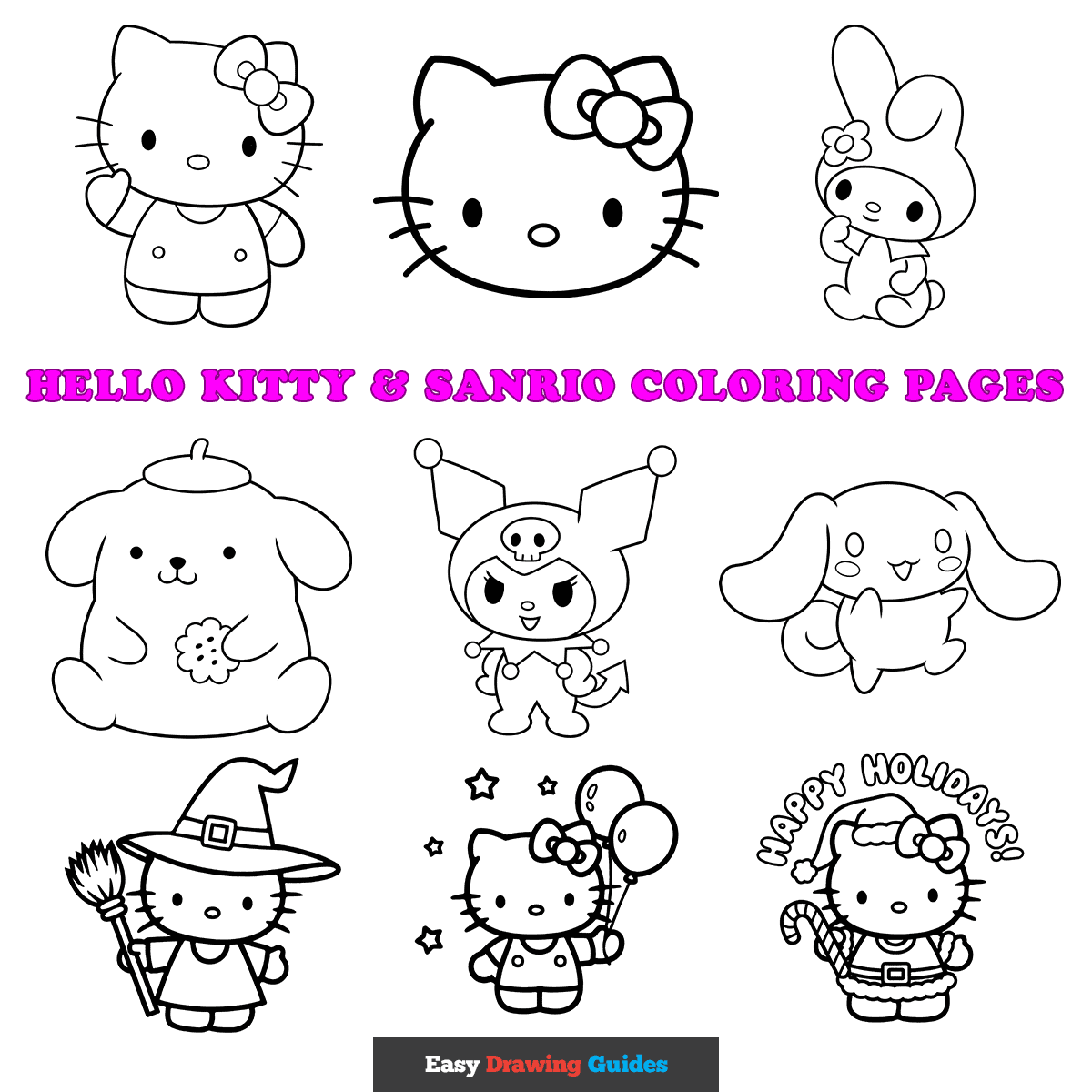 Hello Kitty Sanrio Coloring Pages For Kid 12 Printable Sheets 30 Sanrio Coloring Pages Free PDF Printables