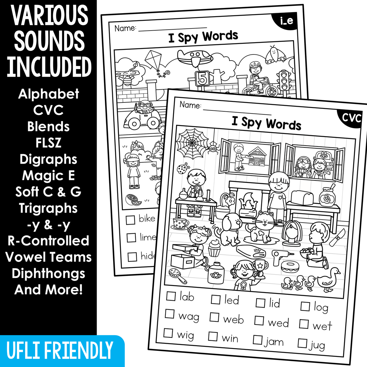 I Spy Worksheets Decodable Phonics Worksheets Science Of Reading My Teaching Pal