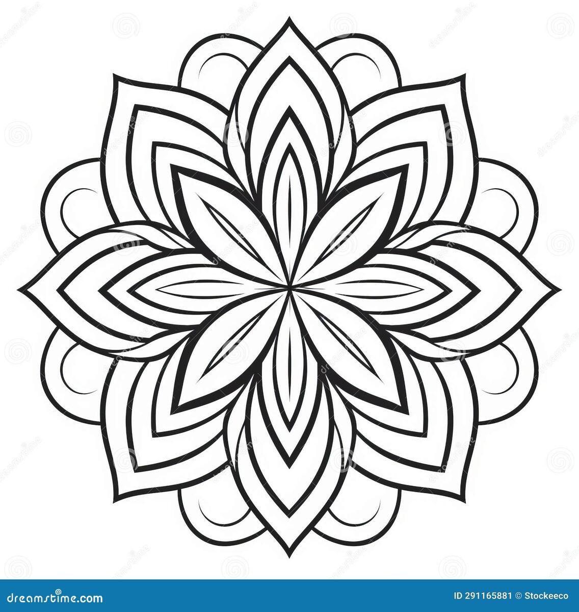 Intricate Flower Shape Coloring Page Serene Simplicity And Cultural Symbolism Stock Illustration Illustration Of Patterns Foster 291165881