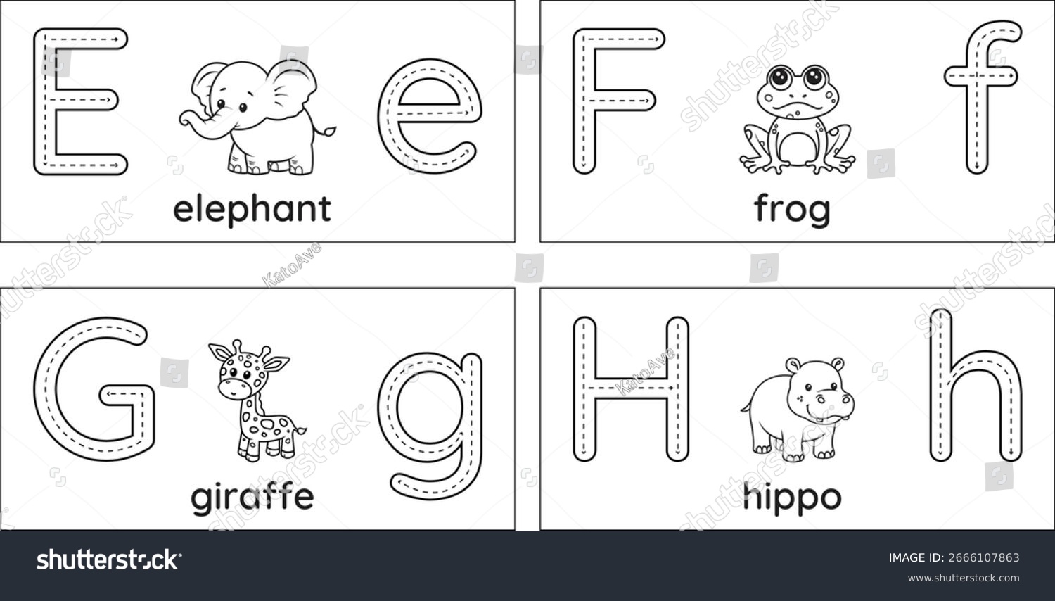 Isolated Tracing Alphabet Flashcards Efgh Stock Vector Royalty Free 2666107863 Shutterstock