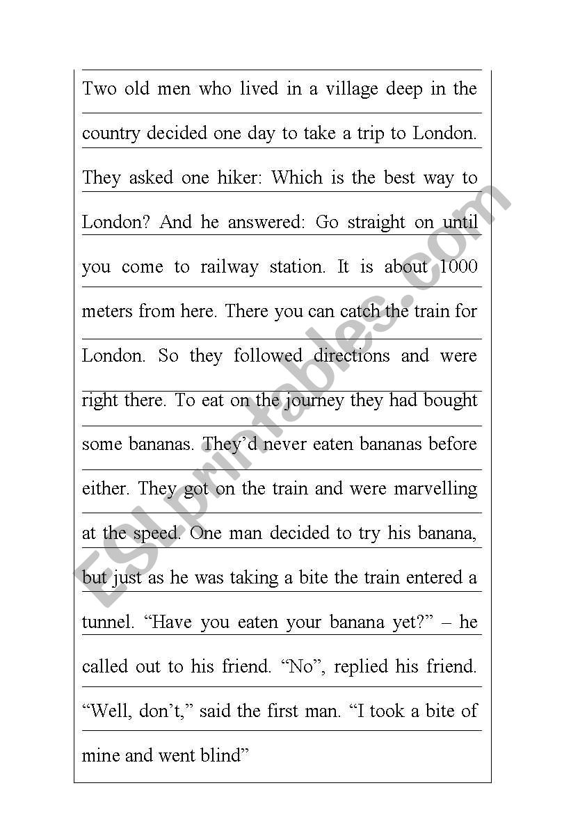 Jigsaw Reading ESL Worksheet By Dianka15